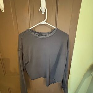Aerie Charcoal Gray Cropped Sweatshirt
